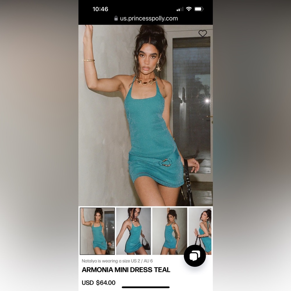 Armonia Mini Dress Teal Princess Polly